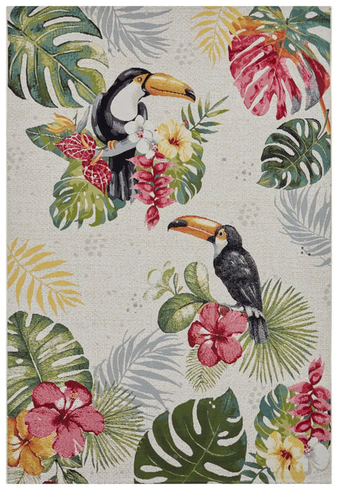 Hanse Home flair tropical dream cream Multicoloured, Cream Living Room Floral Rug.