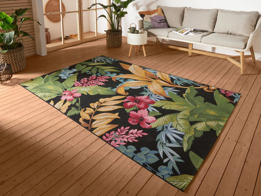 Hanse Home flair tropical flowers black Multicoloured Living Room Floral Rug.