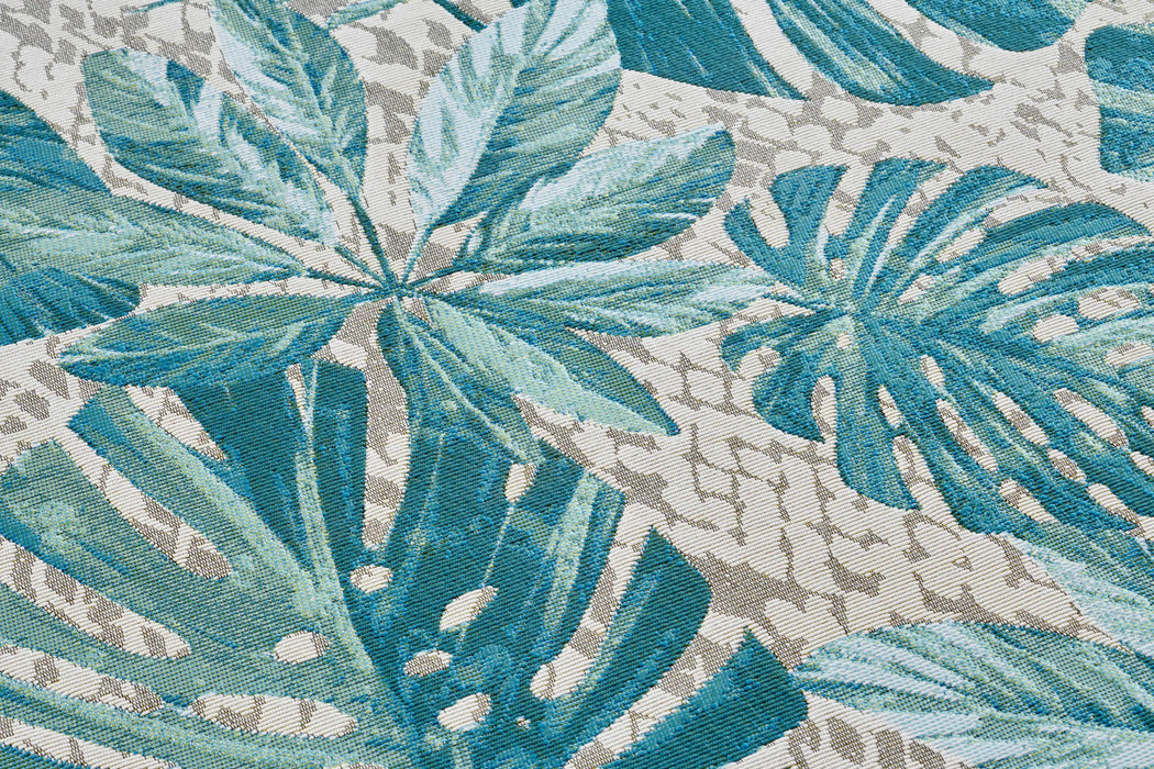 Hanse Home flair tropical leaves turqouise Blue Living Room Floral Rug.