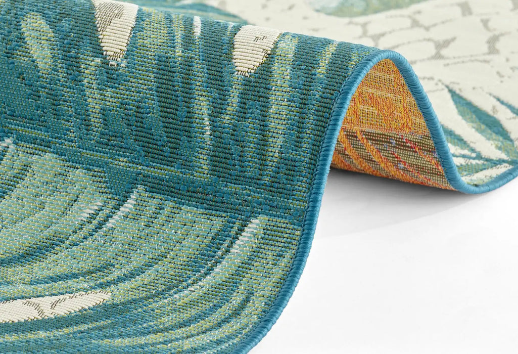 Hanse Home flair tropical leaves turqouise Blue Living Room Floral Rug.