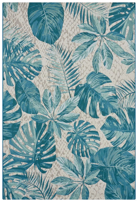 Hanse Home flair tropical leaves turqouise Blue Living Room Floral Rug.