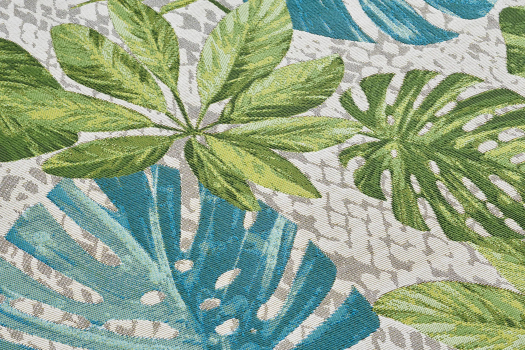 Hanse Home flair tropical leaves turqouise green Blue, Green, Multicoloured Living Room Floral Rug.