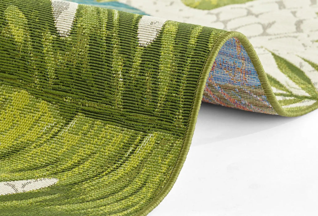 Hanse Home flair tropical leaves turqouise green Blue, Green, Multicoloured Living Room Floral Rug.
