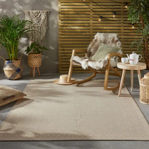 Nourison terrazo trz01 natural Beige Outdoor  Flat Weave Rug.
