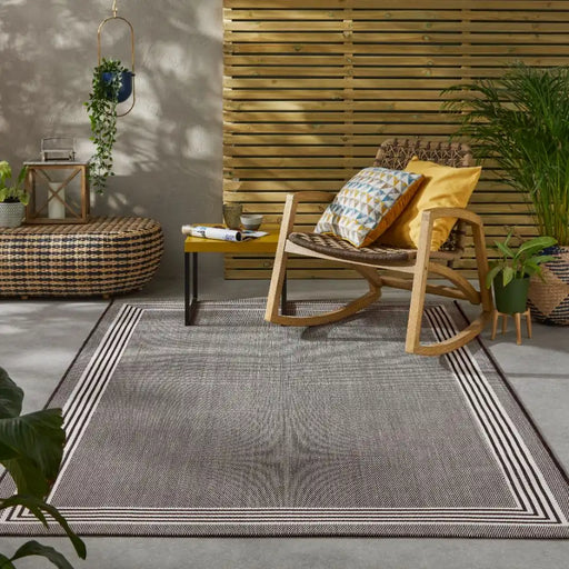 Nourison terrazo trz02 black Black Outdoor  Flat Weave Rug.