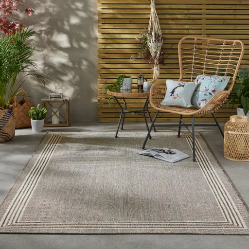 Nourison terrazo trz02 earth Beige Outdoor  Flat Weave Rug.