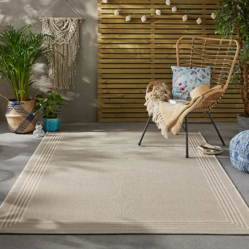 Nourison terrazo trz02 natural Beige Outdoor  Flat Weave Rug.