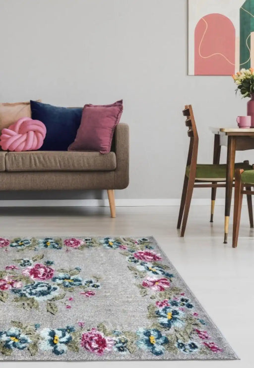 Homemaker villa vintage floral Multicoloured Living Room Geometric Rug.