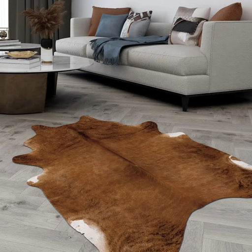Likewise Matting faux hide warm brown Brown Living Room  Rug.