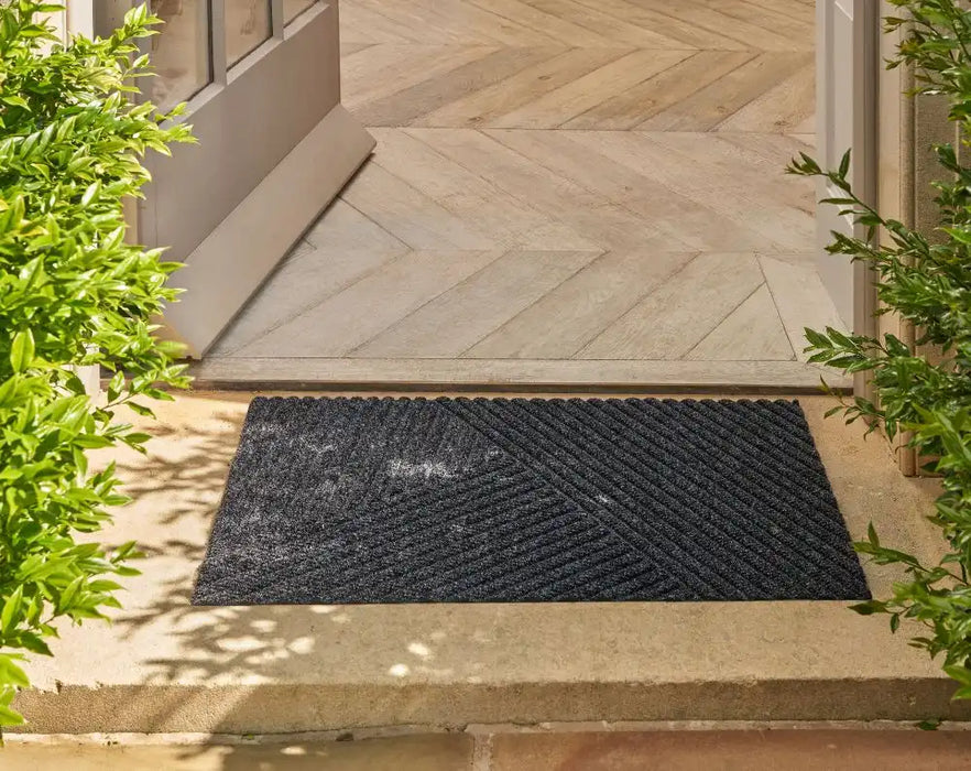 Turtle Mat dune sculpted scraper waves dark grey Grey Outdoor  Geometric Rug.