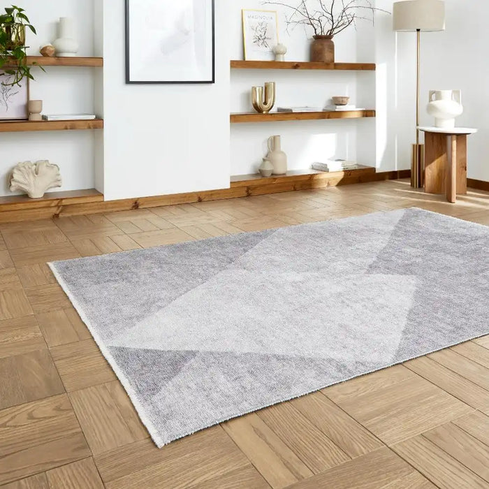 Think Rugs whisper think washable whisper h1065 grey Grey Living Room Washable Rug.