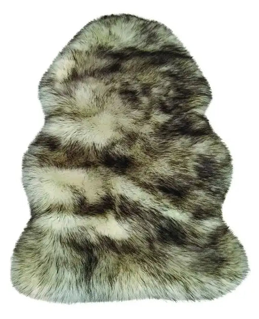 Likewise Matting luxury faux fur white tip Black, Ivory Living Room Shaggy Rug.