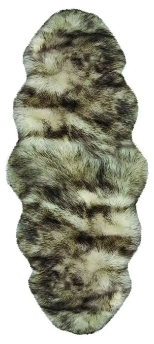 Likewise Matting luxury faux fur white tip Black, Ivory Living Room Shaggy Rug.