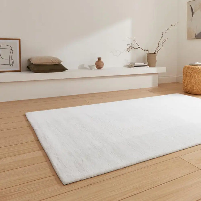 Think Rugs snug white Ivory Living Room Shaggy Rug.
