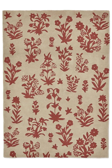 Sanderson sanderson woodland glade linen russet brown 146801 Beige, Red Living Room Wool Rug.