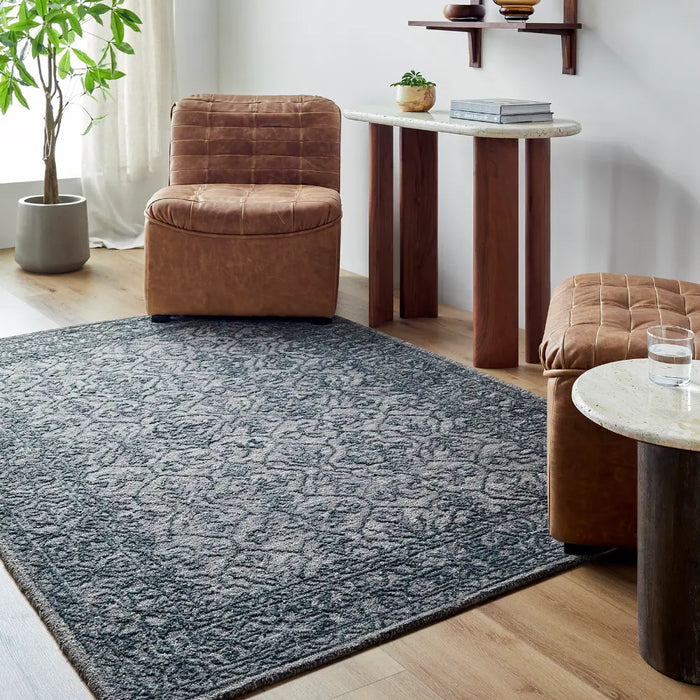 Sicily Hand Tufted Charcoal Blue Wool Traditional Vintage Boho Living Dining Bedroom SCY2302 Rug