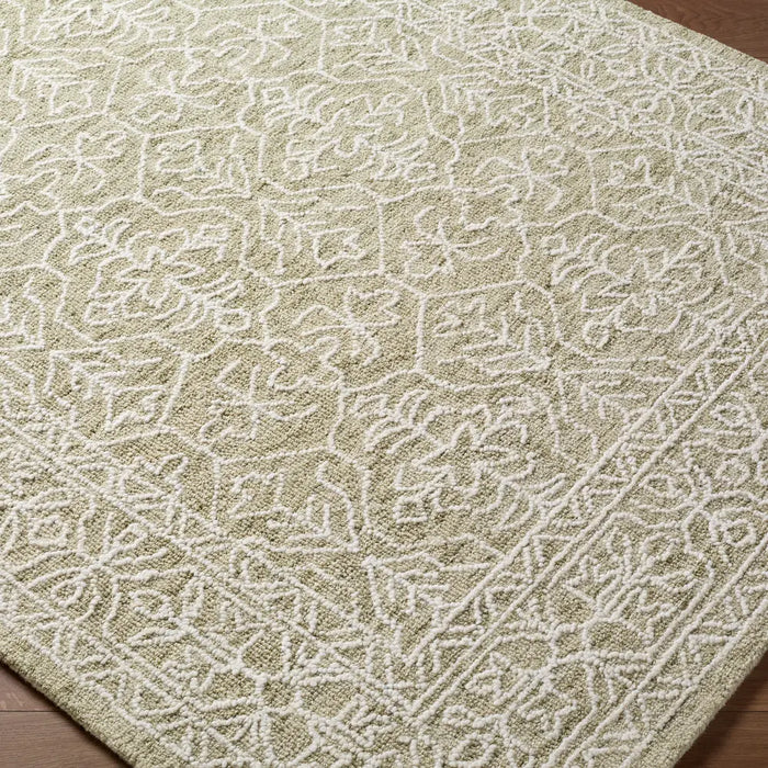 Sicily Hand Tufted Green Ivory Wool Traditional Vintage Boho Living Dining Bedroom SCY2306 Rug