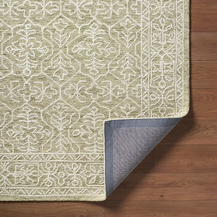 Sicily Hand Tufted Green Ivory Wool Traditional Vintage Boho Living Dining Bedroom SCY2306 Rug