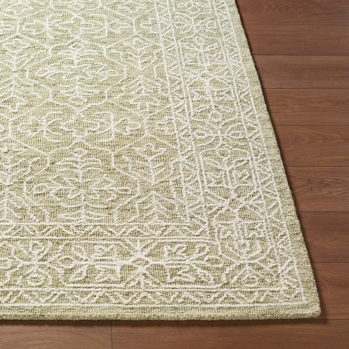 Sicily Hand Tufted Green Ivory Wool Traditional Vintage Boho Living Dining Bedroom SCY2306 Rug