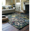 Morris & Co seaweed ink 28008 Blue, Multicoloured Living Room Wool Rug.