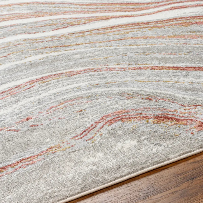 GLENDY Abstract Modern Marble Coral/Beige Rug