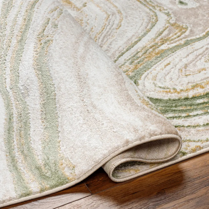 MAKAYLA Abstract Modern Marble Moss/Beige Rug