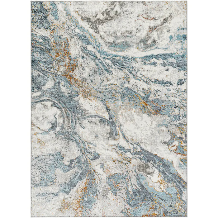 TENITA Abstract Modern Marble Sky Blue Rug