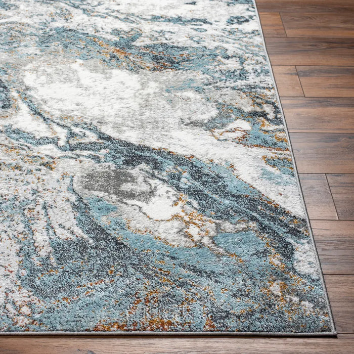 TENITA Abstract Modern Marble Sky Blue Rug