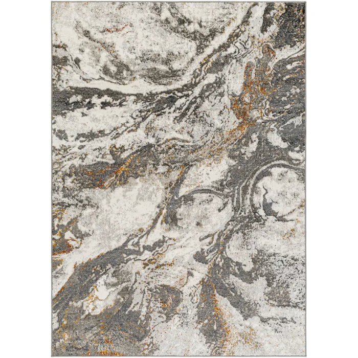 TENITA Abstract Modern Marble Dark Brown/Charcoal Rug