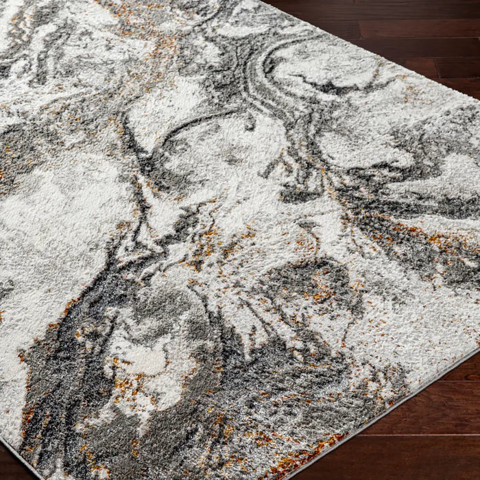 TENITA Abstract Modern Marble Dark Brown/Charcoal Rug