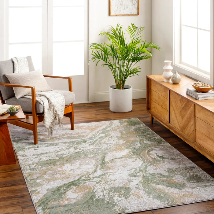 OCTAVIA Abstract Modern Marble Moss Green Rug
