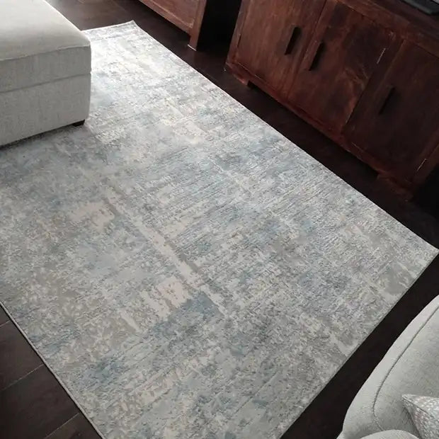 Photo by Barbara, | Nourison solace sla02 ivory grey blue Living Room Geometric Rug.
