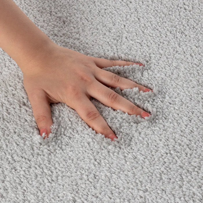JUNE Machine Washable Non-Slip Light Grey Bathroom Rug Grey