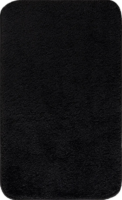 JUNE Machine Washable Non-Slip Black Bathroom Rug Black