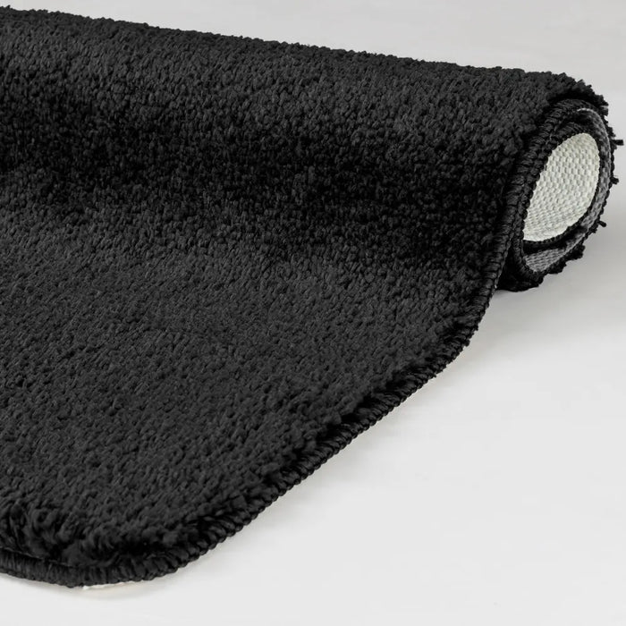 JUNE Machine Washable Non-Slip Black Bathroom Rug Black