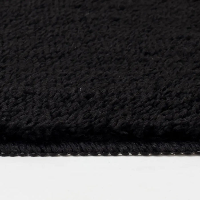 JUNE Machine Washable Non-Slip Black Bathroom Rug Black