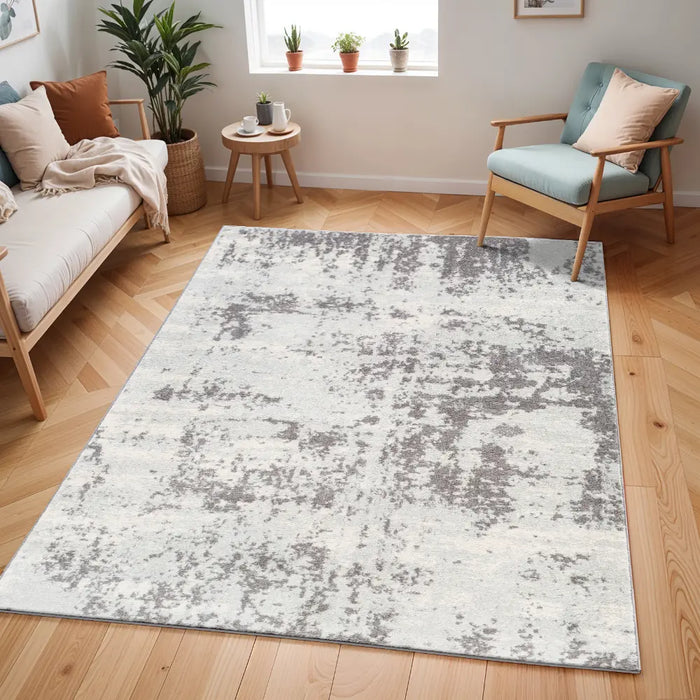SARAH Abstract Modern Marble White Rug