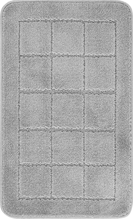 NOELLE Piece Machine Washable Non-Slip Grey Bathroom Rug Set Grey
