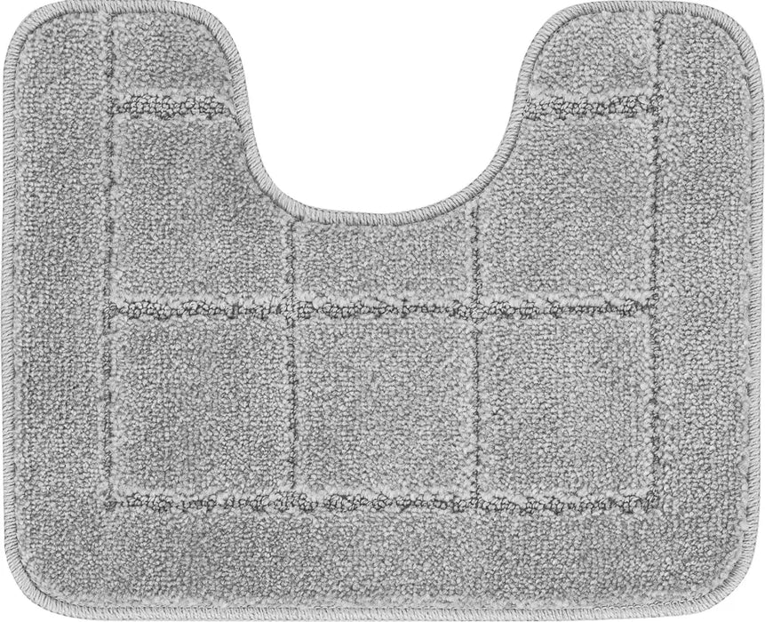 NOELLE Piece Machine Washable Non-Slip Grey Bathroom Rug Set Grey