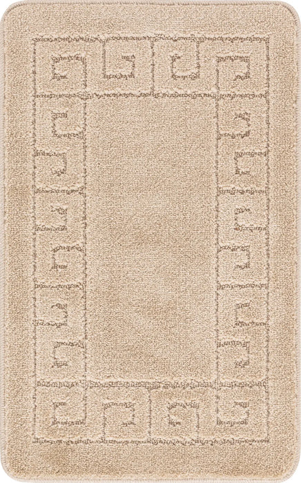 POPPY Piece Machine Washable Non-Slip Beige Bathroom Rug Set Beige