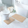 POPPY Piece Machine Washable Non-Slip Beige Bathroom Rug Set Beige