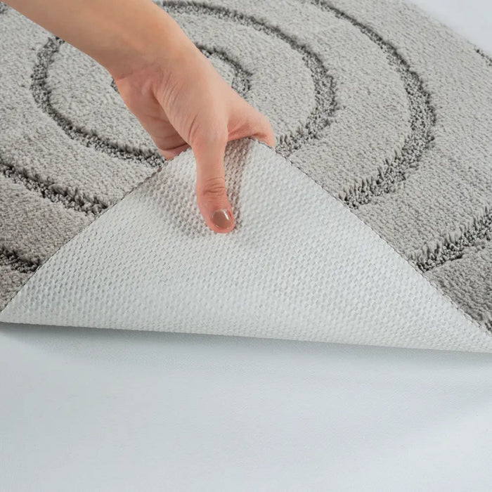 APRIL Piece Machine Washable Non-Slip Light Grey Bathroom Rug Set Grey