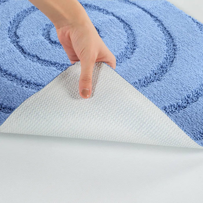 APRIL Piece Machine Washable Non-Slip Blue Bathroom Rug Set Blue