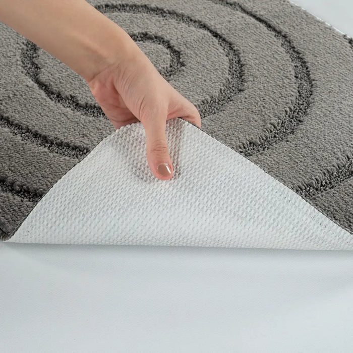APRIL Piece Machine Washable Non-Slip Dark Grey Bathroom Rug Set Grey