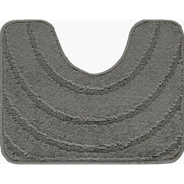 APRIL Piece Machine Washable Non-Slip Dark Grey Bathroom Rug Set Grey