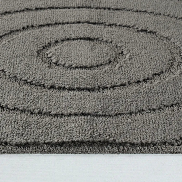APRIL Piece Machine Washable Non-Slip Dark Grey Bathroom Rug Set Grey