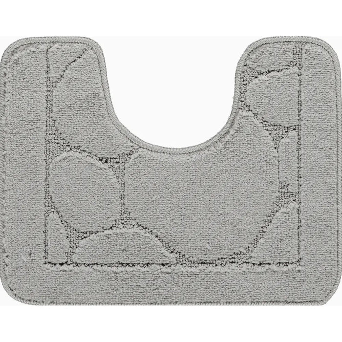 OLIVE Piece Machine Washable Non-Slip Light Grey Bathroom Rug Set Grey