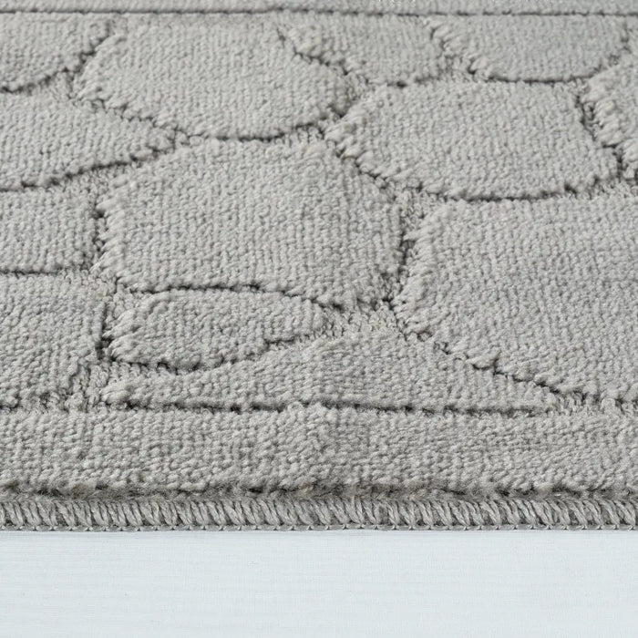 OLIVE Piece Machine Washable Non-Slip Light Grey Bathroom Rug Set Grey