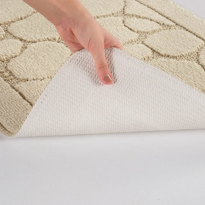 OLIVE Piece Machine Washable Non-Slip Light Beige Bathroom Rug Set Beige