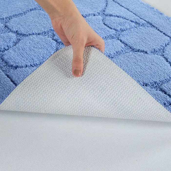 OLIVE Piece Machine Washable Non-Slip Blue Bathroom Rug Set Blue